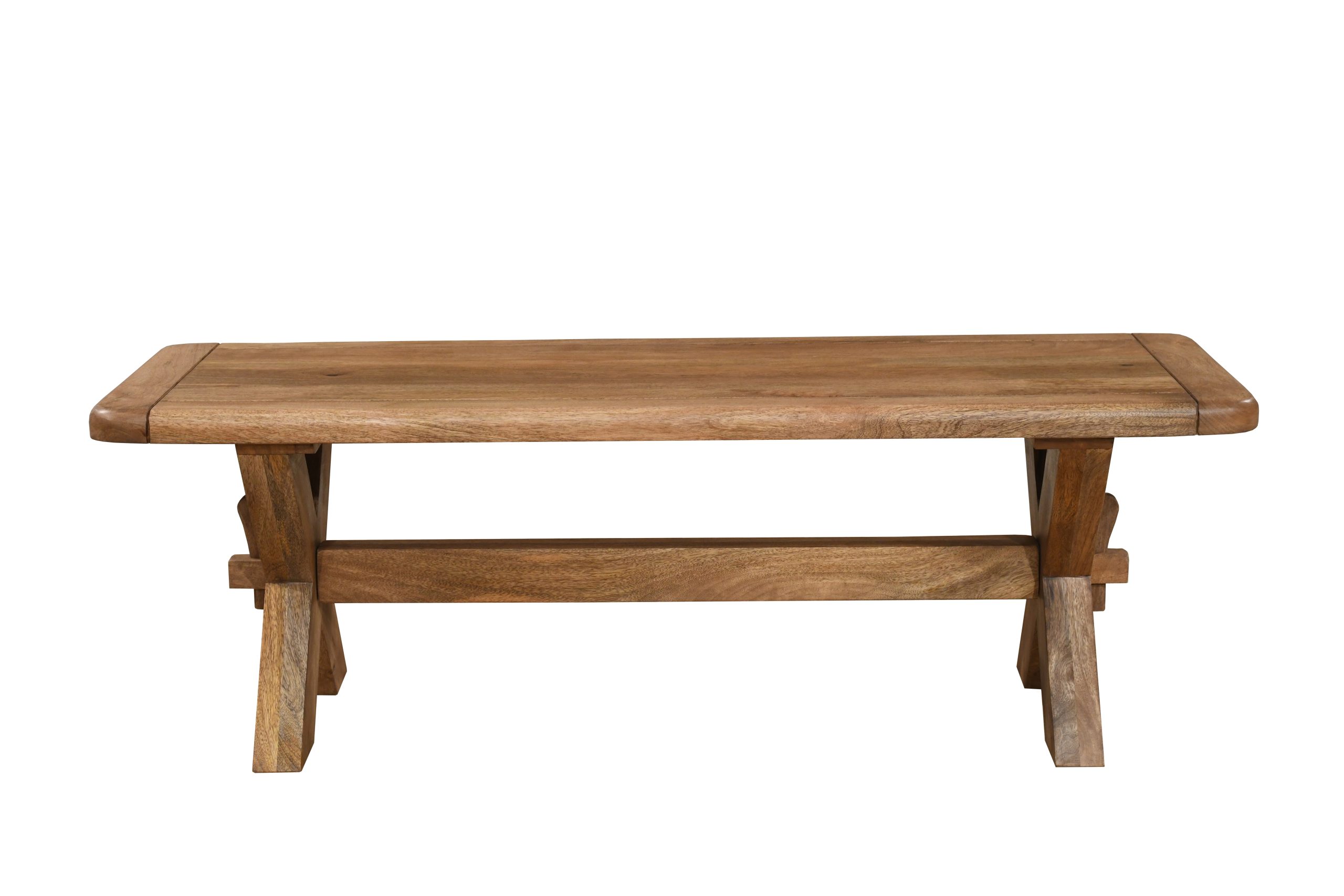 DOR006 Solid wood rustic bench with x-shaped legs from our Dorset furniture collection | Anderson Furniture Supplies